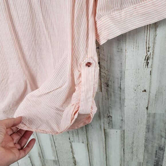 Cato Long Sleeve Striped Gauze Top Pink Size Large - Picture 7 of 10